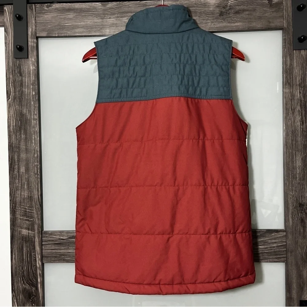 Columbia Men's Small Rust and Blue Puffer Vest Preppy Transitional Outdoor